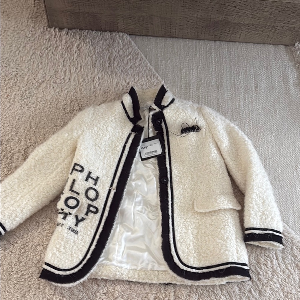Philosophy BNWT Kids White Jacket with Black Trim